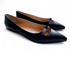 Sergio Rossi Black Leather Pointed Toe Flats with Peekaboo Toe Cutout 38